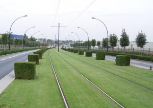 Füvesített villamospálya Franciaországban