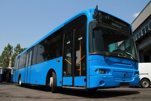 Új színterv szerint festett Volvo autóbusz a VT Transman telephelyén Új színterv szerint festett Volvo autóbusz a VT Transman telephelyén