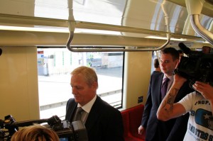 Tarlós István főpolgármester az Alstom Metropolis szerelvényen