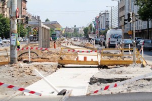 Az 1-es villamos vonalának munkái Zuglóban