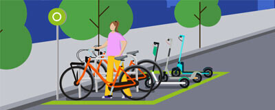 Megosztott roller és kerékpár