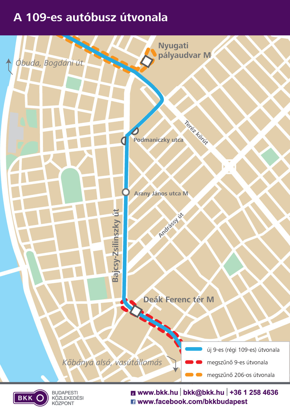 A 109-es autóbusz útvonala