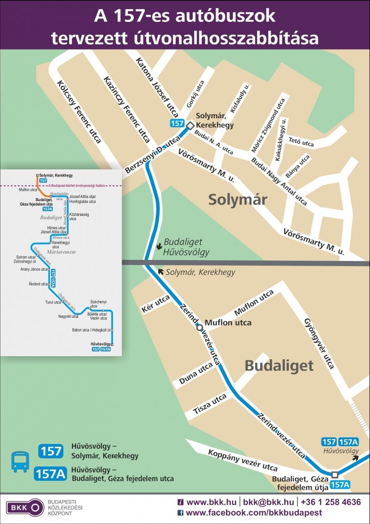 A 157-es autóbuszok tervezett útvonalhosszabbítása