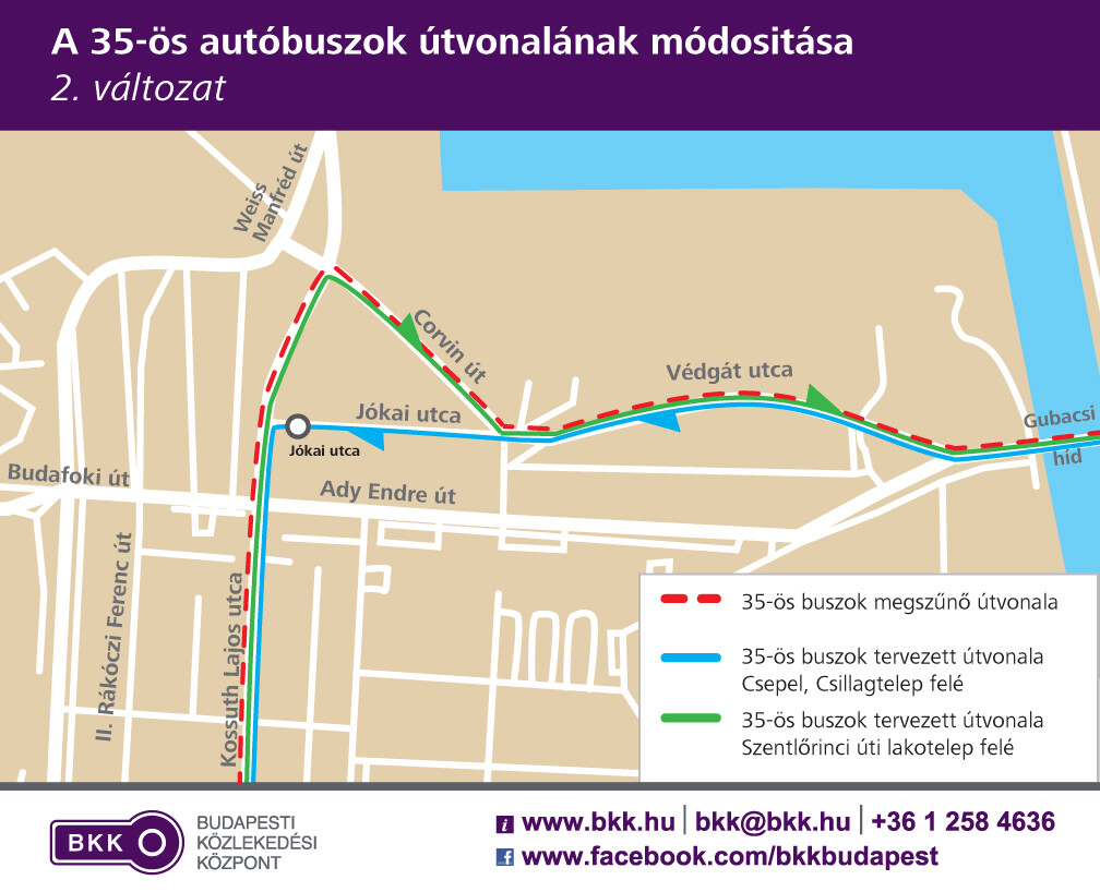 A 35-ös autóbuszok útvonalának módosítása – 2. változat