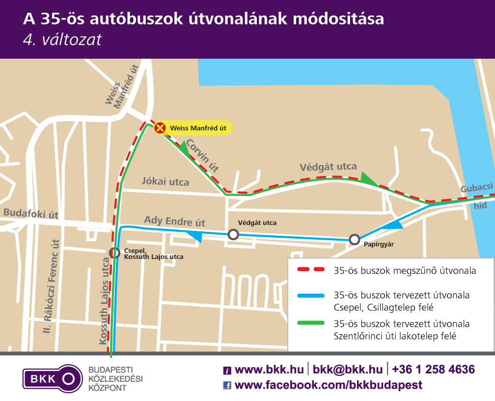 A 35-ös autóbuszok útvonalának módosítása – 4. változat