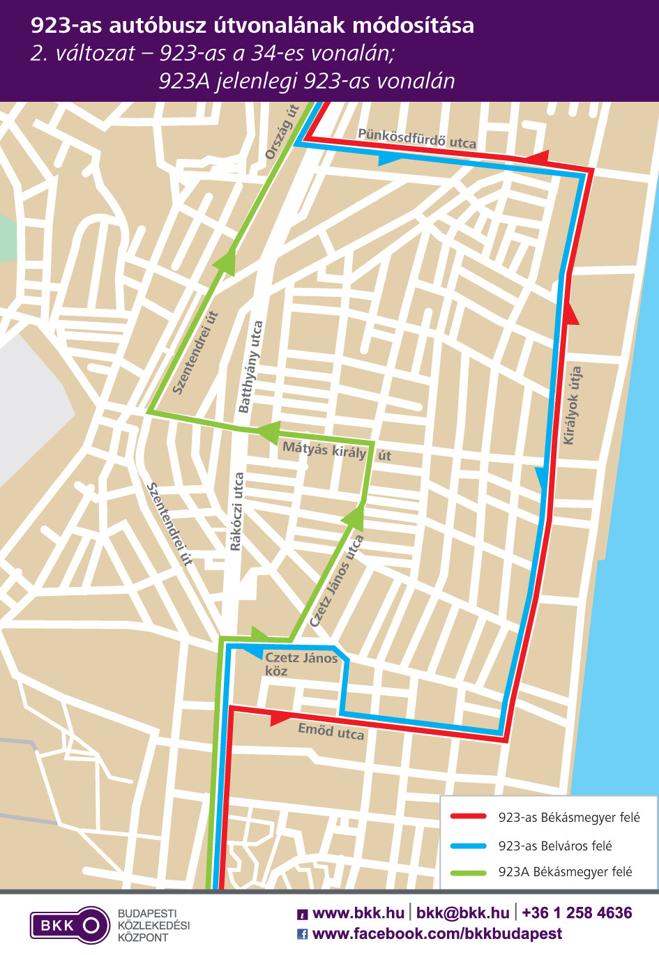 A 923-as autóbusz útvonalának módosítása – 2. változat