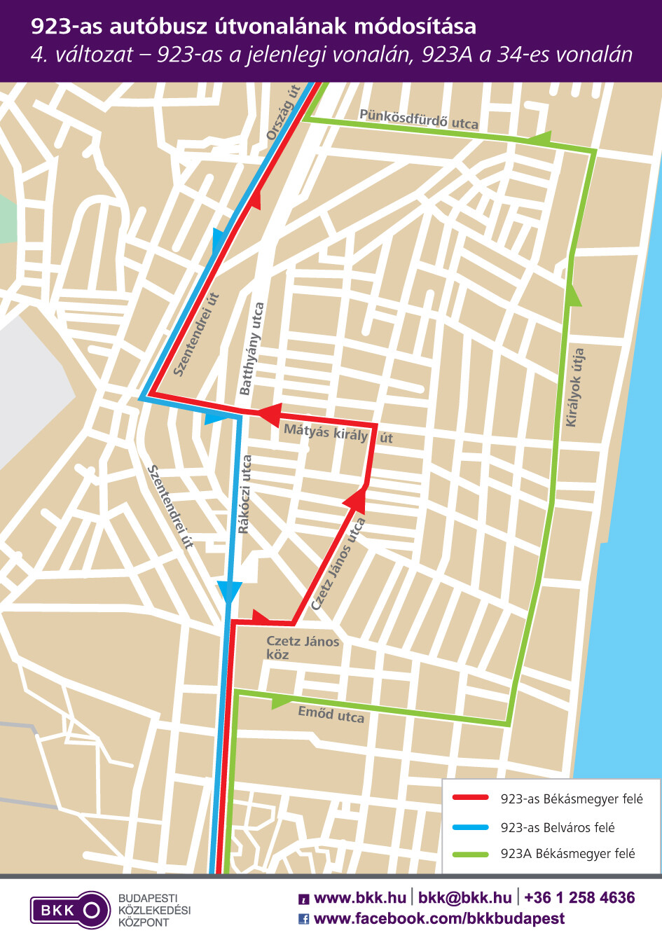 A 923-as autóbusz útvonalának módosítása – 4. változat