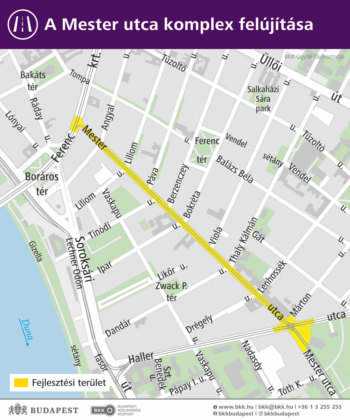 A Mester utca komplex felújításának térképe