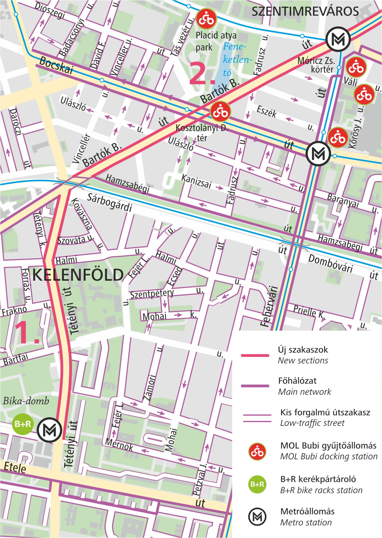 Térkép az új kerékpáros útvonalakról