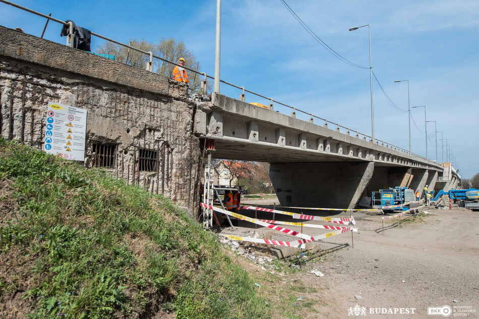 A zuglói hídfő a külső betonfedés eltávolítása után (Fotó: BKK/Nyirő Simon)