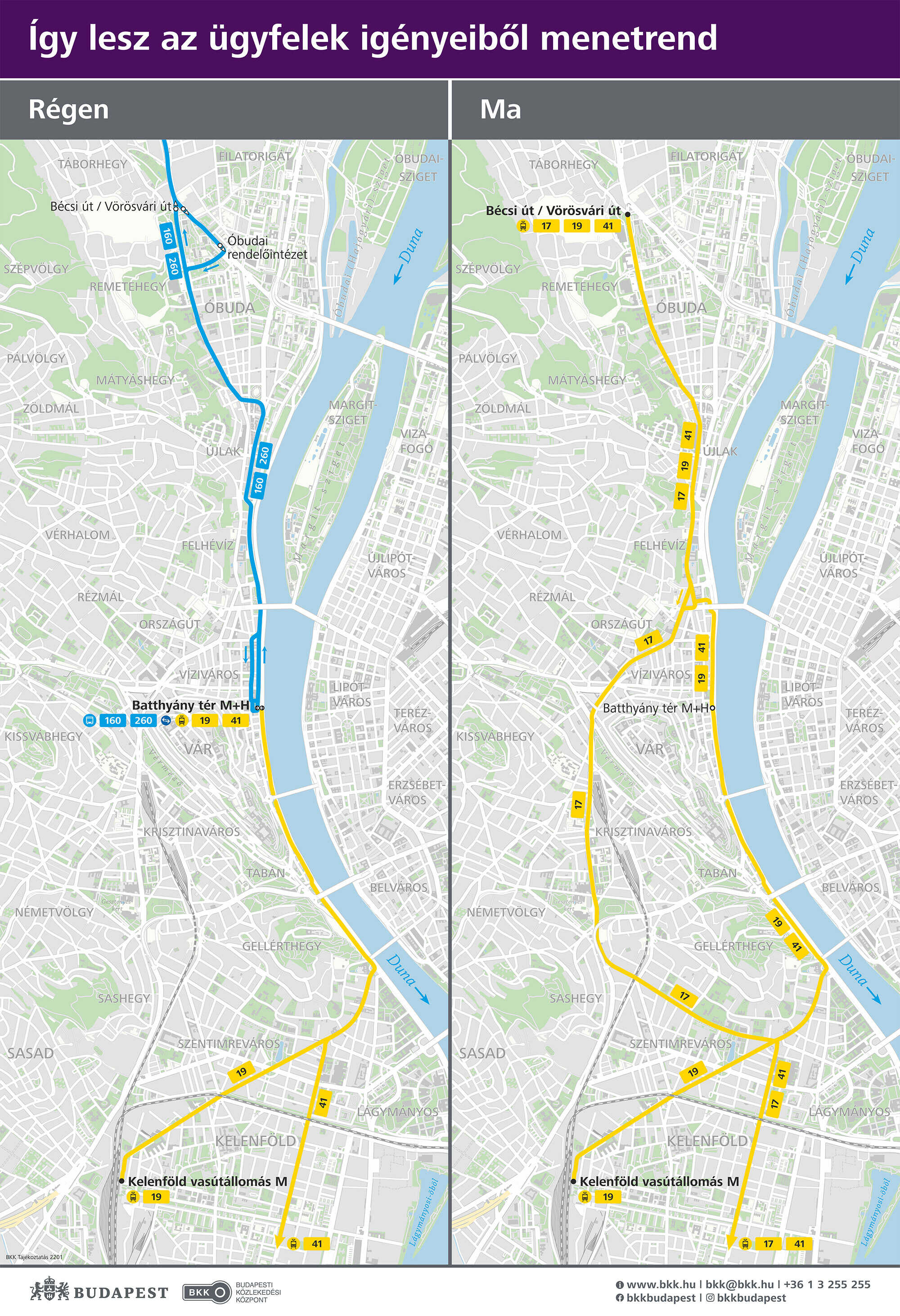 Egy térkép a megállókkal és az arra közlekedő járatokkal