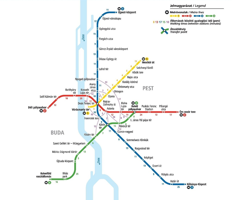 A budapesti metróvonalakról készült ábra