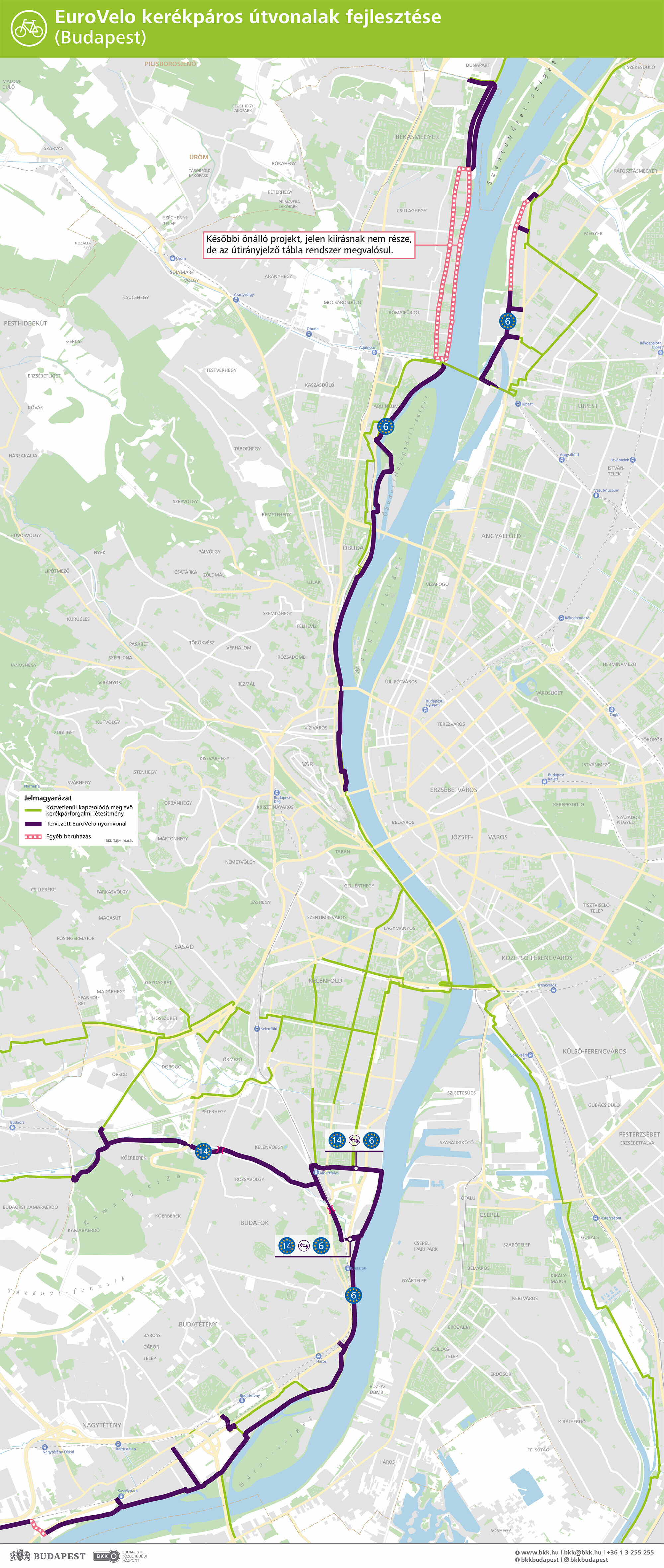 Az EuroVelo kerékpáros útvonalak fejlesztésének térképe