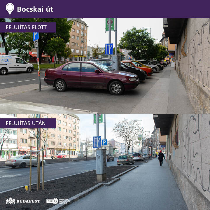 A Bocskai út felújítás előtt és után