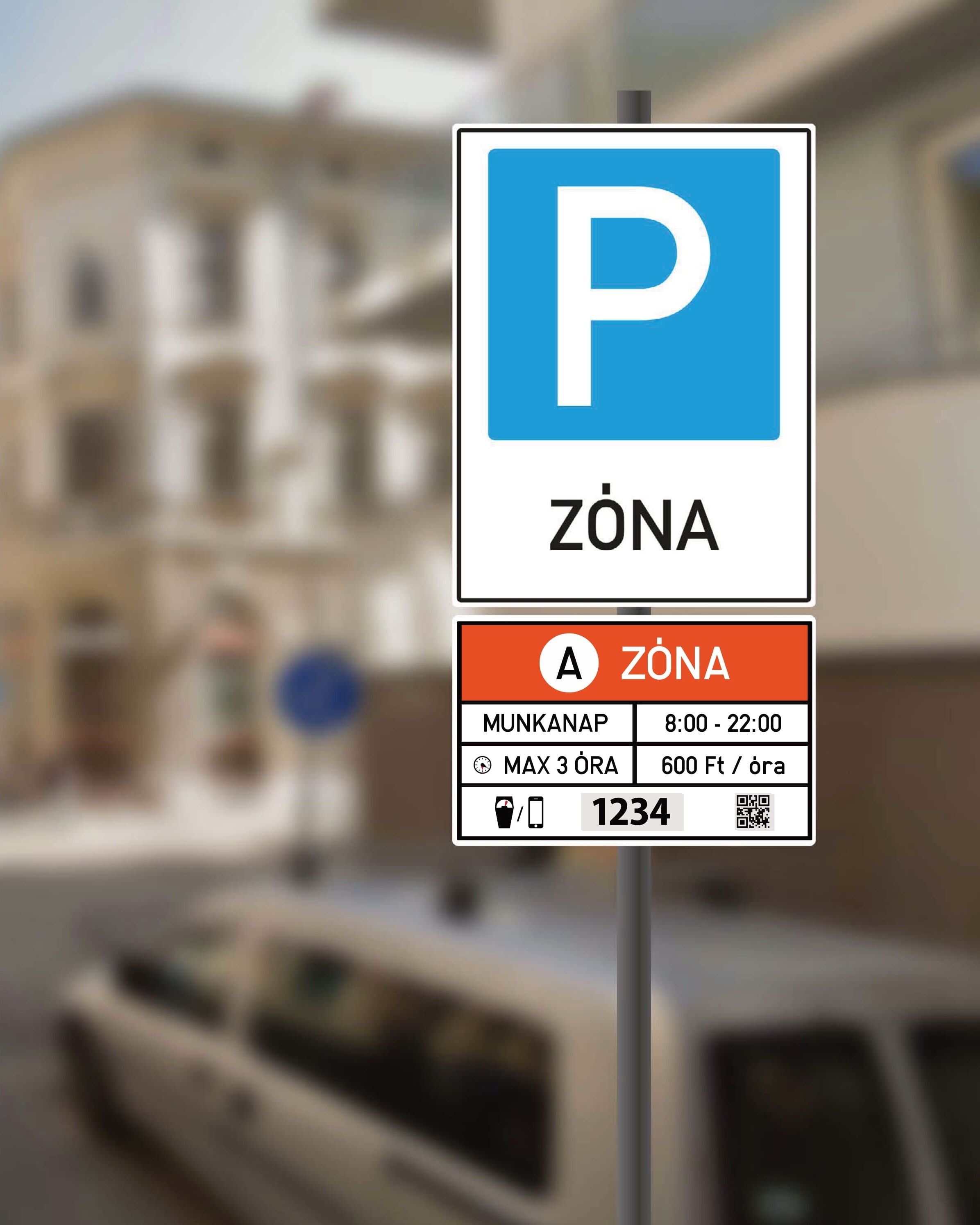 Egy parkolási zónát jelző tábla