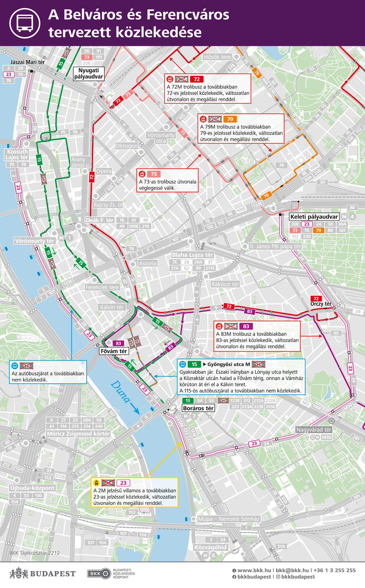 a Ferencvárosban javasolt közlekedési változások térképen