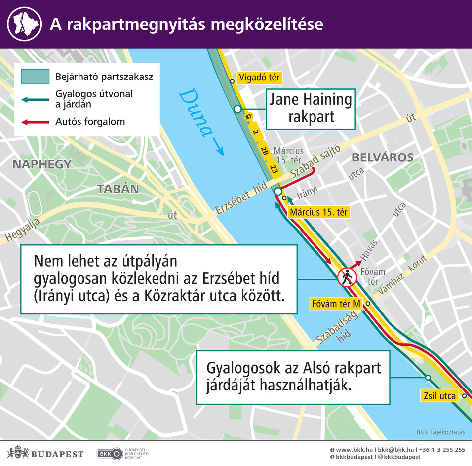 A hétvégi rakpartnyitás megközelítése.