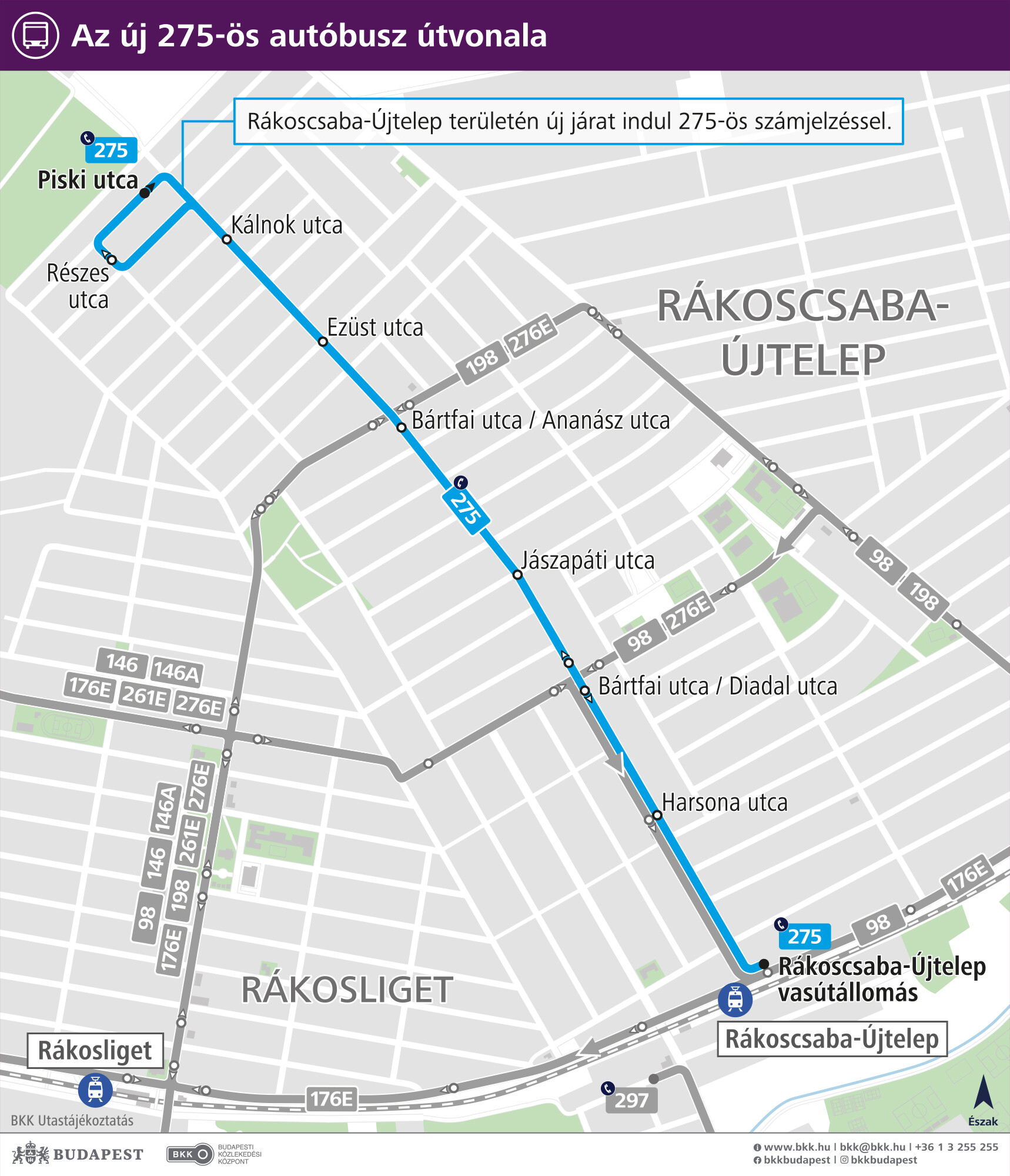 a tervezett 275-ös busz útvonala térképen