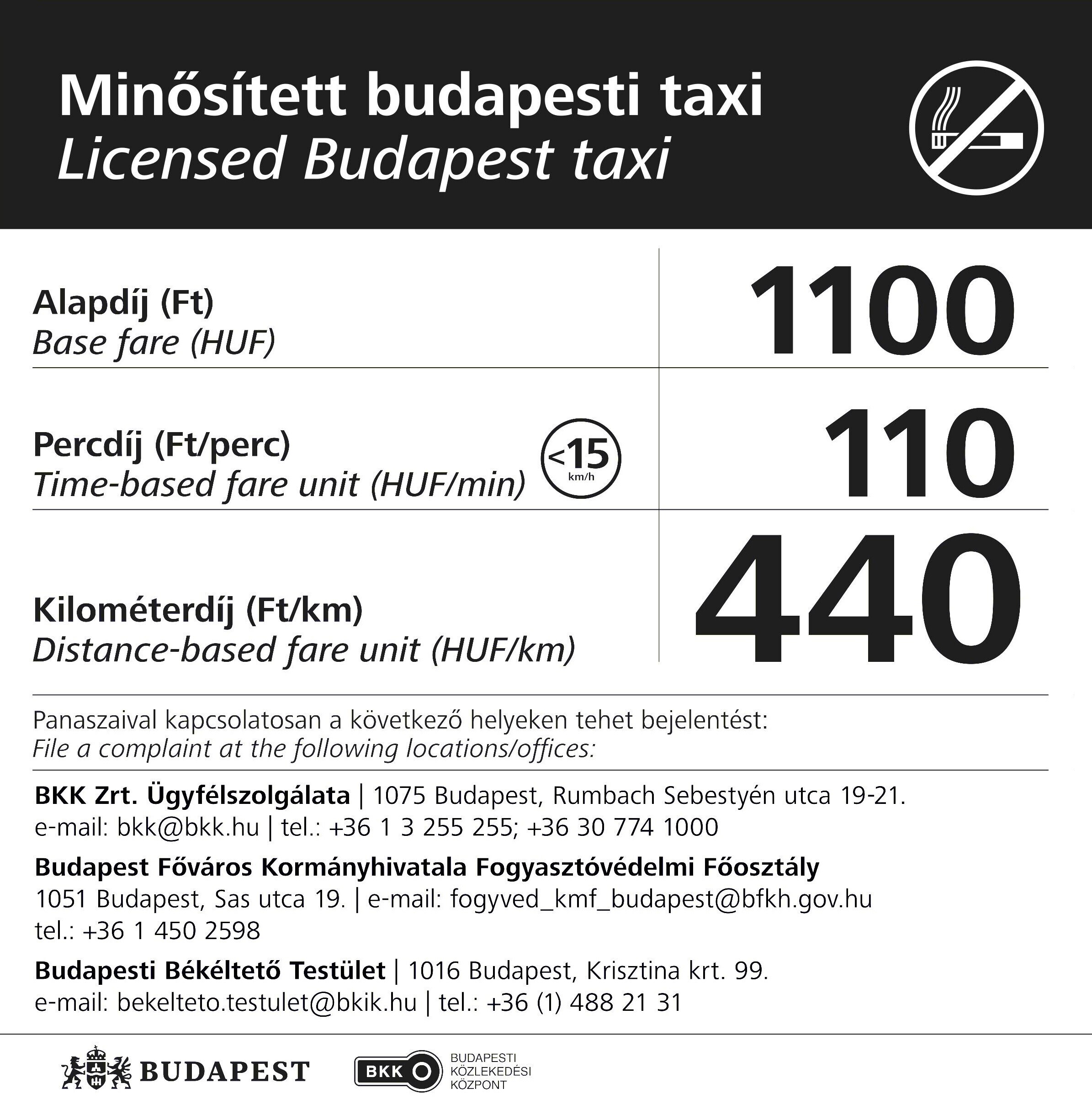 taxi tarifatáblázat