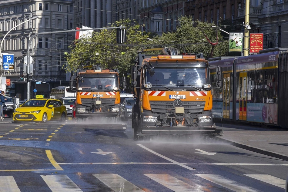 Budapesti nagytakarítás gépekkel.