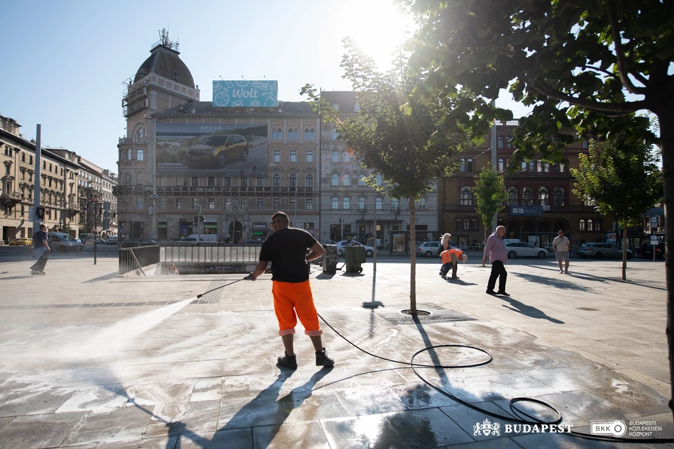 Köztisztasági és közrendvédelmi akció a Blaha Lujza téren.
