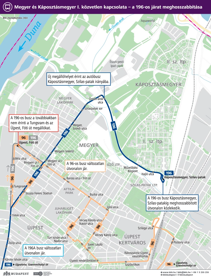 A 196A járat meghosszabbítása