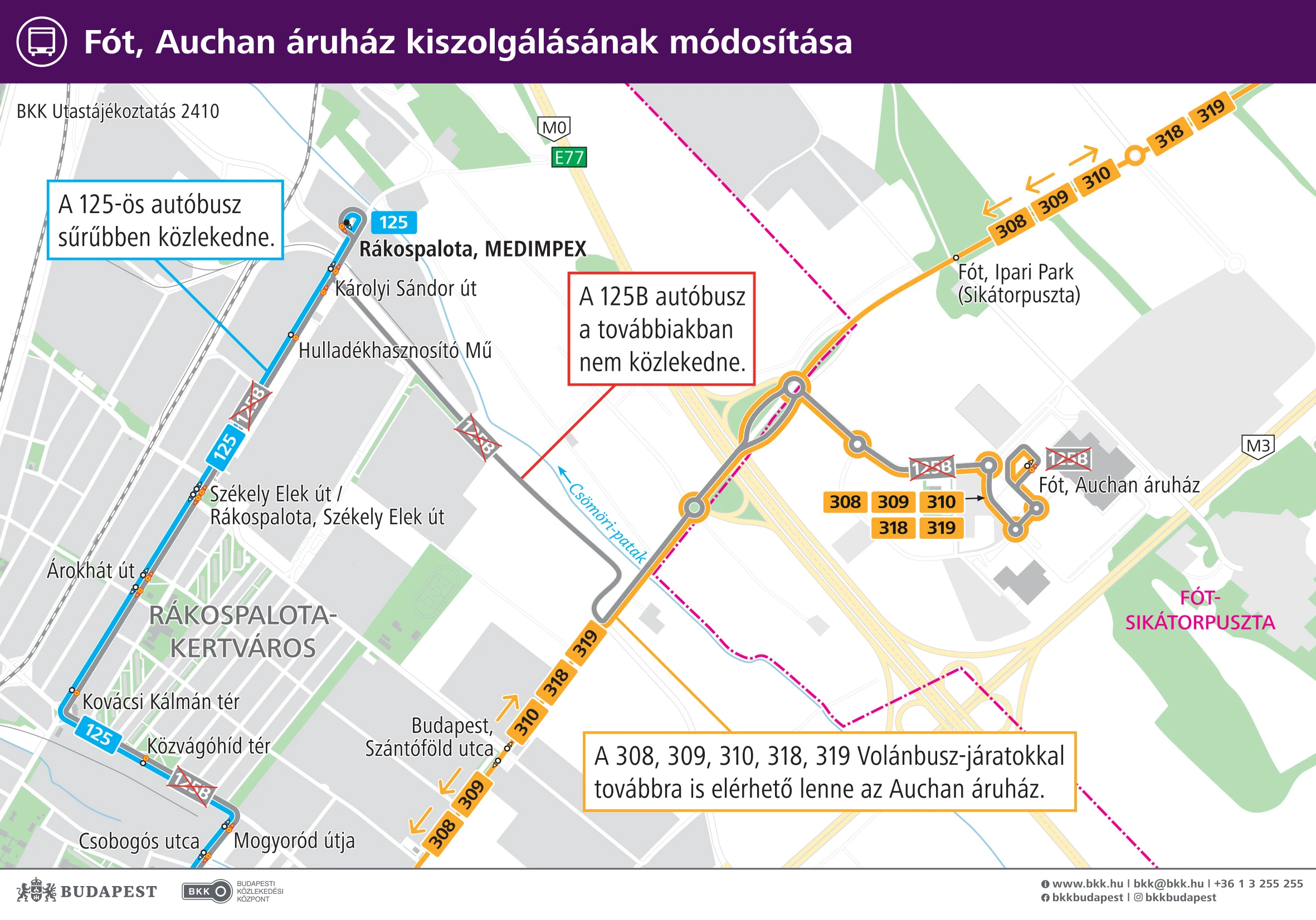 Fót, Auchan áruház kiszolgálásának módosítása