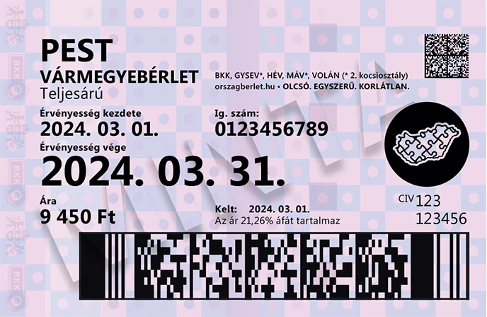 Pest vármegyebérlet minta