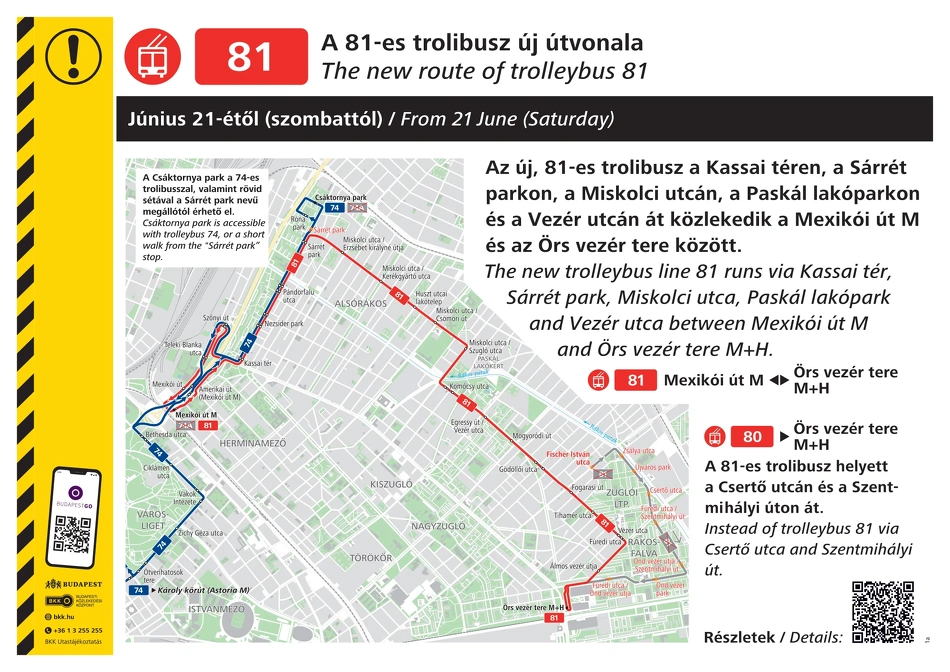 A 81-es troli új útvonala