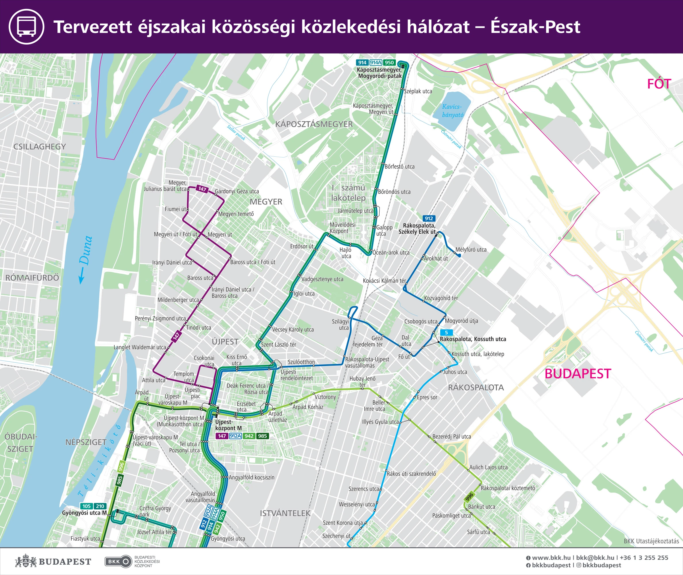 Tervezett éjszakai közösségi közlekedési hálózat - Észak-Pest