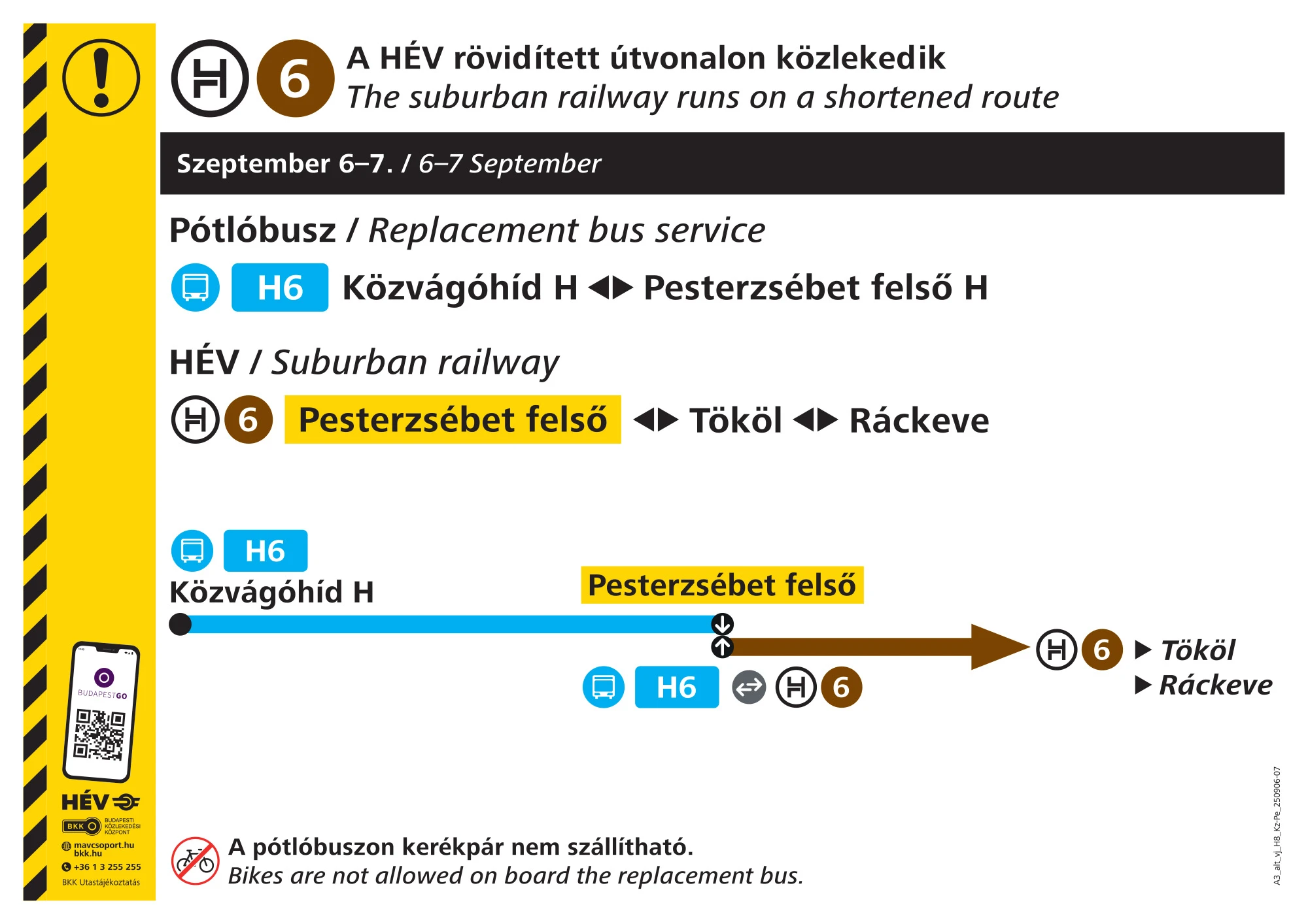 A H6-os HÉV hétvégi menetrendje