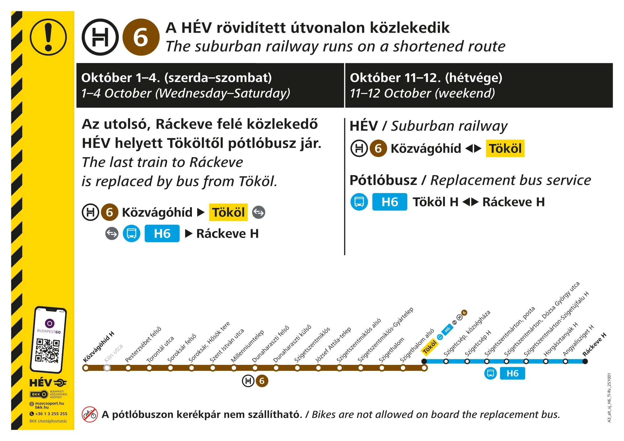 H6-os HÉV hétvégi közlekedése