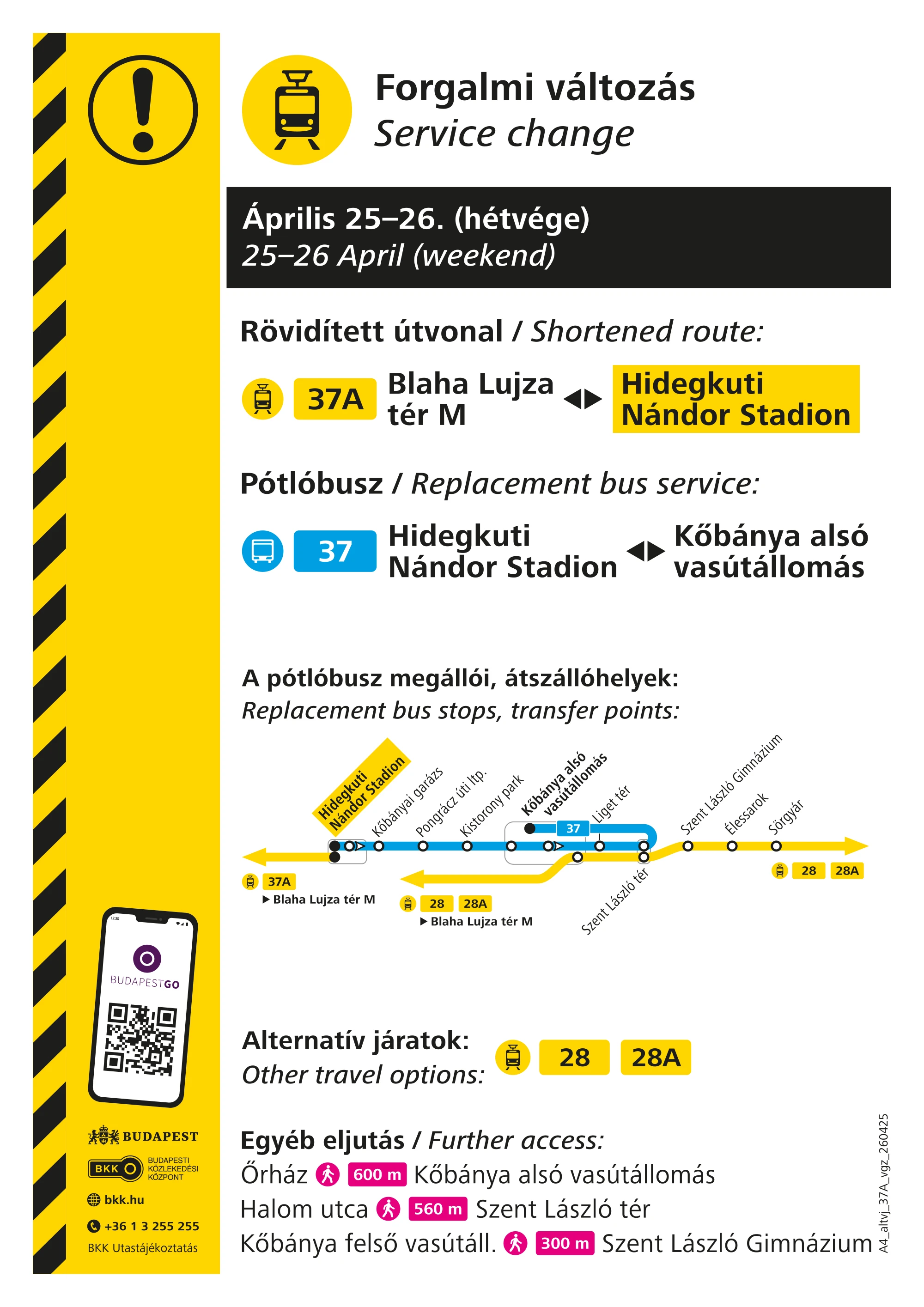 A 7A villamos hétvégi menetrendje