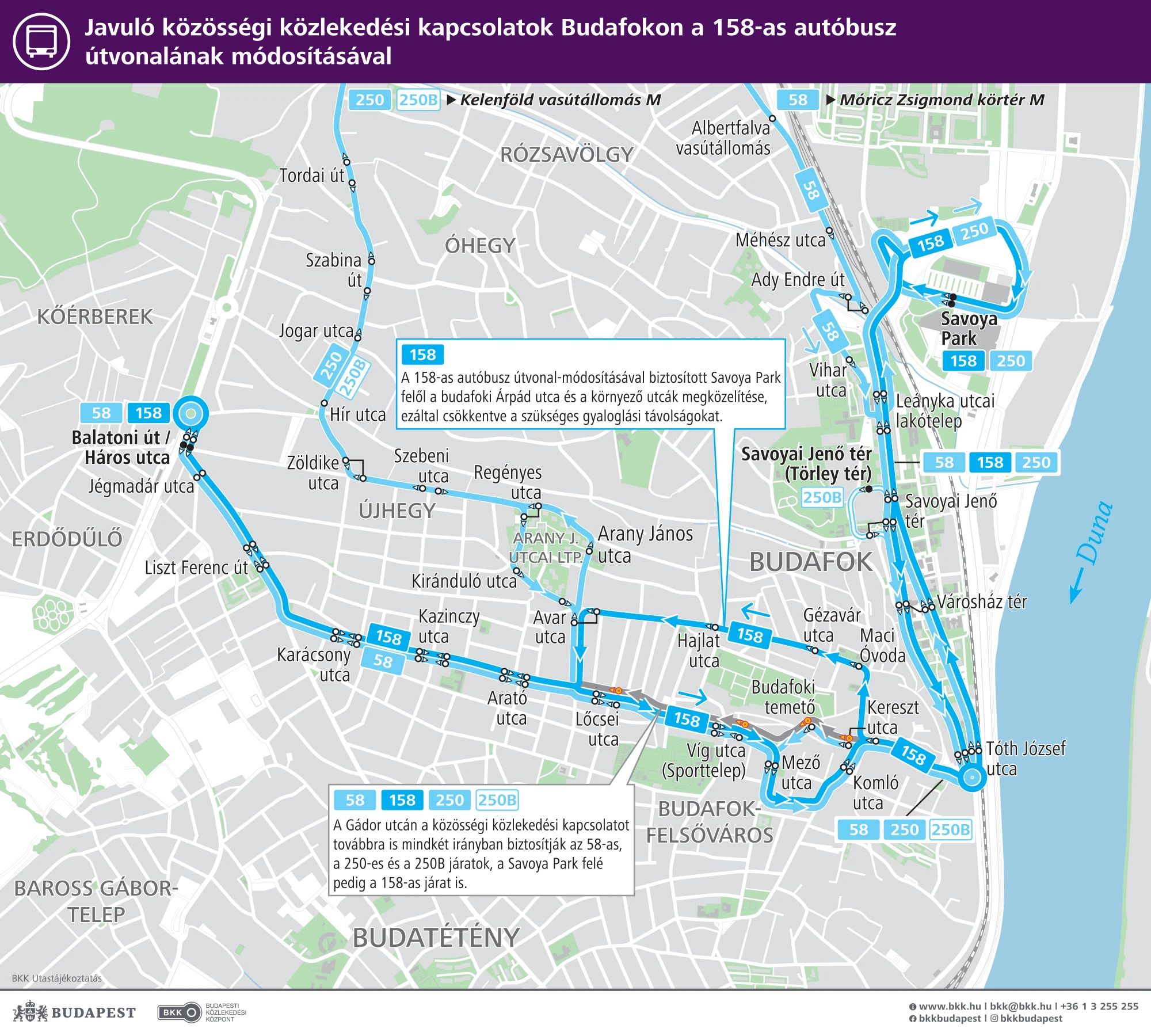 A 158-as autóbusz új útvonala