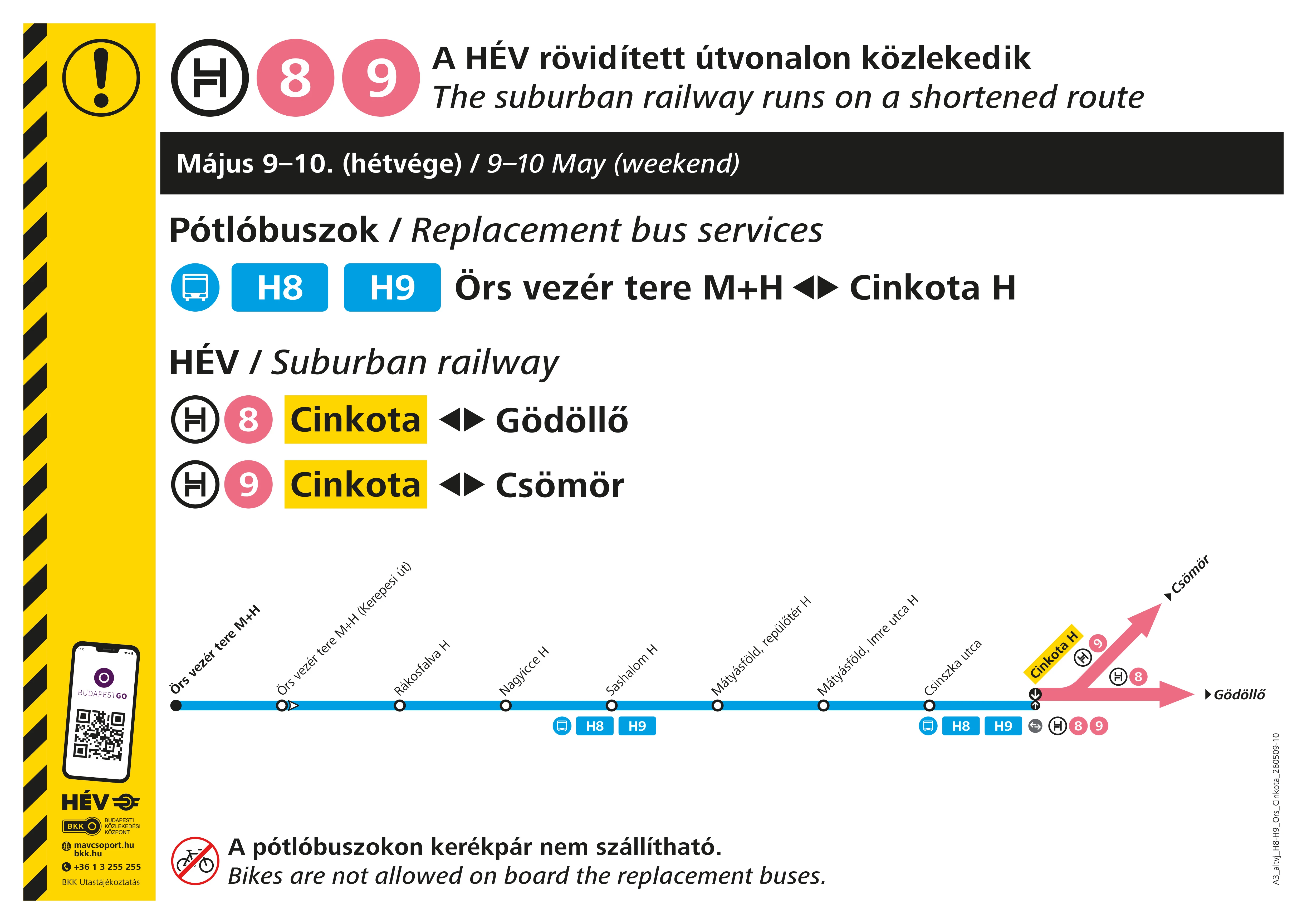 A H8-as és H9-es HÉV hétvégi közlekedési rendje
