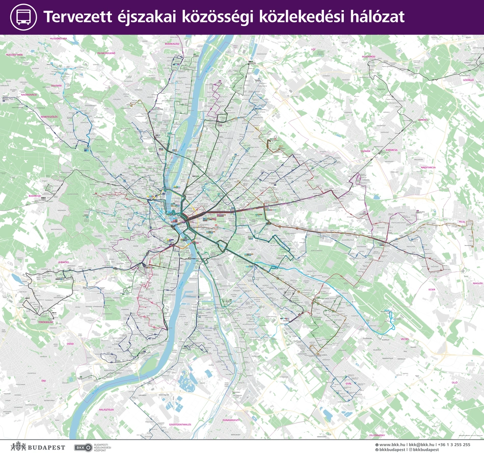 Az új éjszakai hálózat térképe