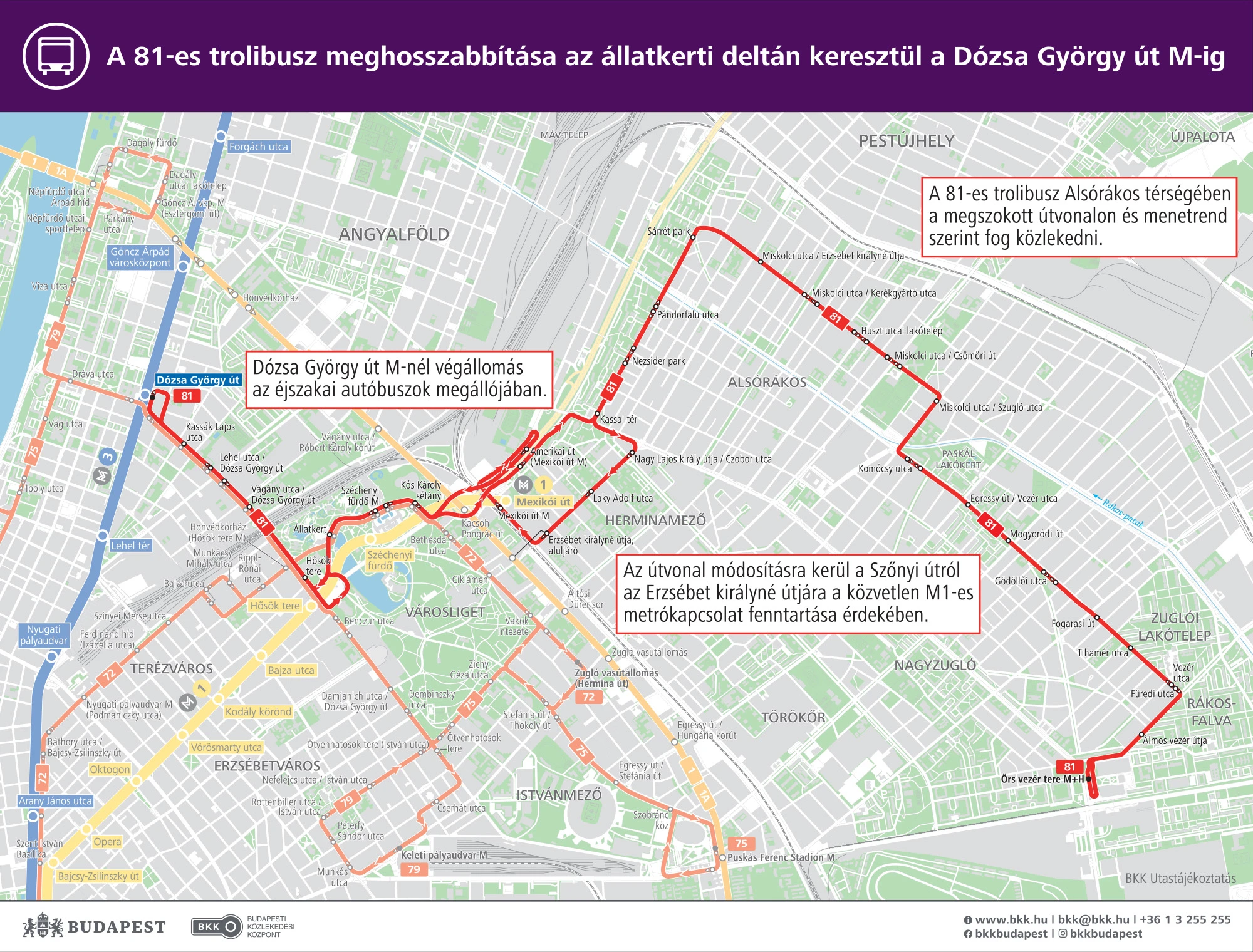 A 81-es trolibusz tervezett meghosszabbítása.
