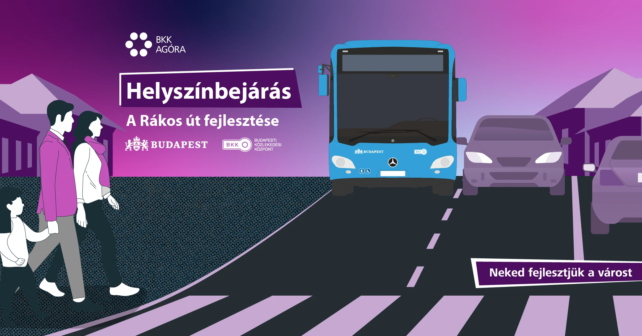 A Rákos út komplex felújításához kapcsolódó helyszínbejárására figyelemfelhívó kreatív