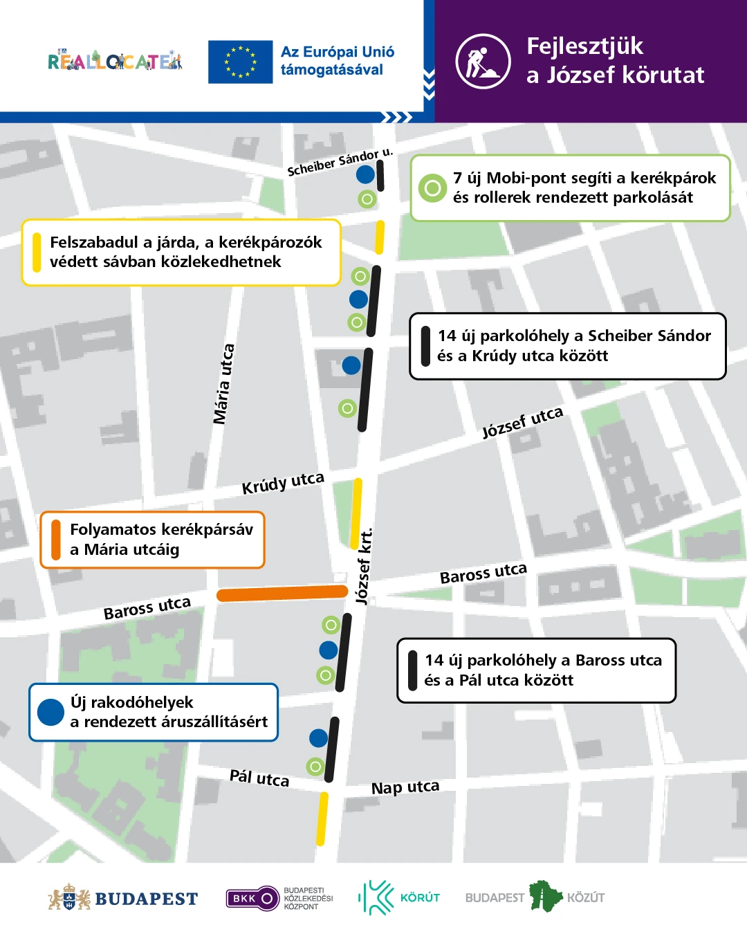 Térkép a József körúi fejlesztésekről