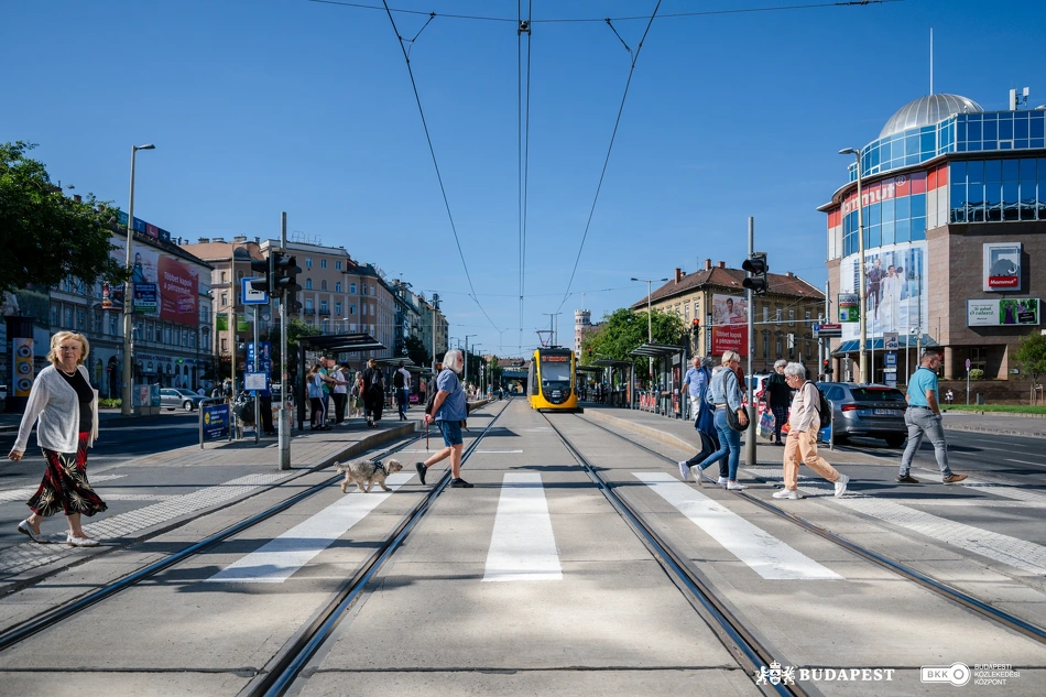 Gyalogosok a Széna téri zebrán