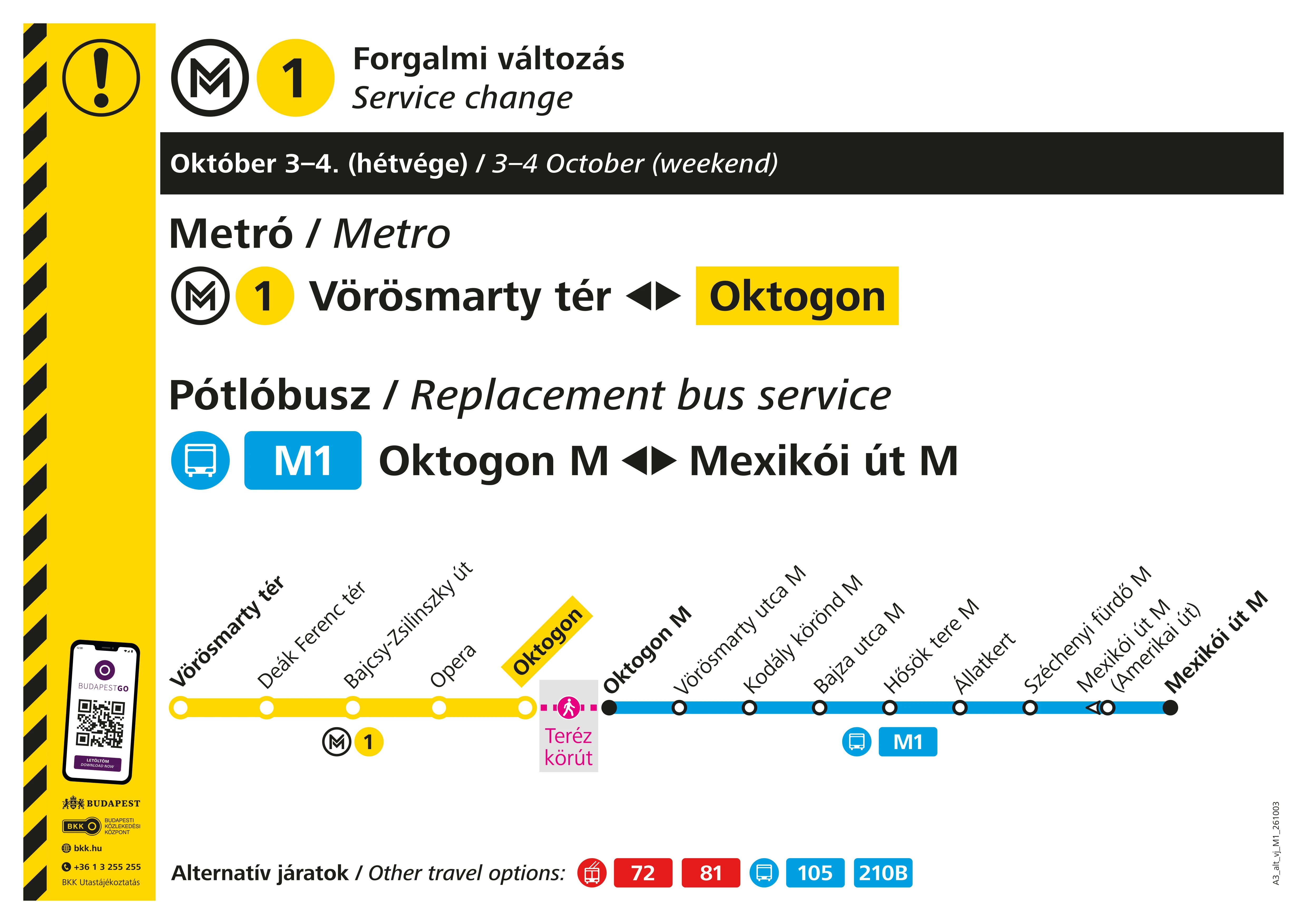 M1-es metró hétvégi menetrendje